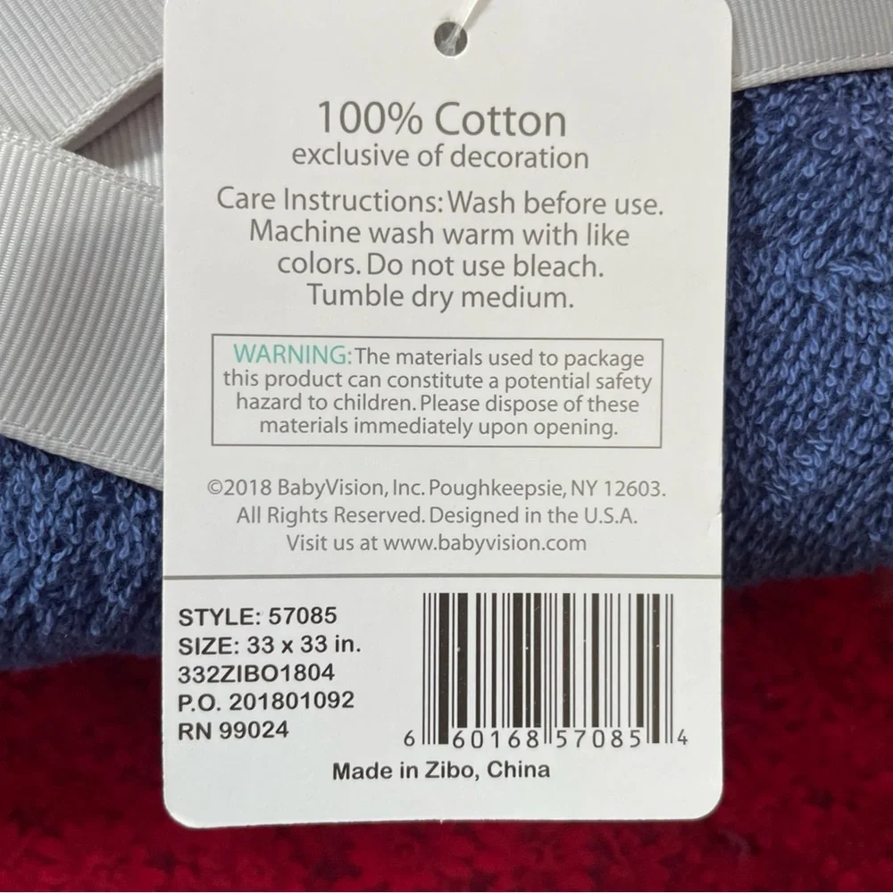 Hudson Baby Blue Owl‎ Hooded Towel 33x33 inches
